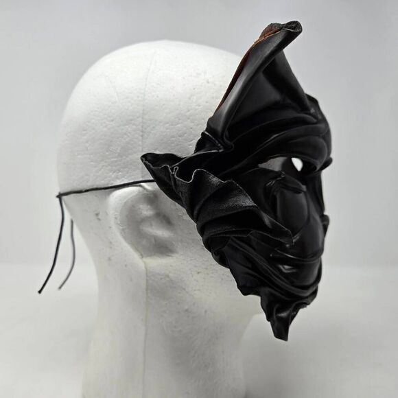 HAND MADE BROWN LEATHER CAT PANTHER SHAMAN SHAMANIC MASK JL CHUITES - Picture 3 of 8